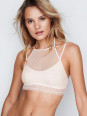 Dot Mesh & Lace High-neck Bralette