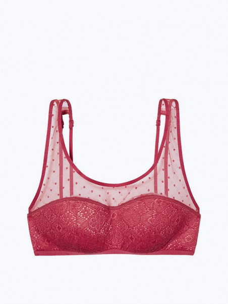 Dot Mesh & Lace Scoop Bralette