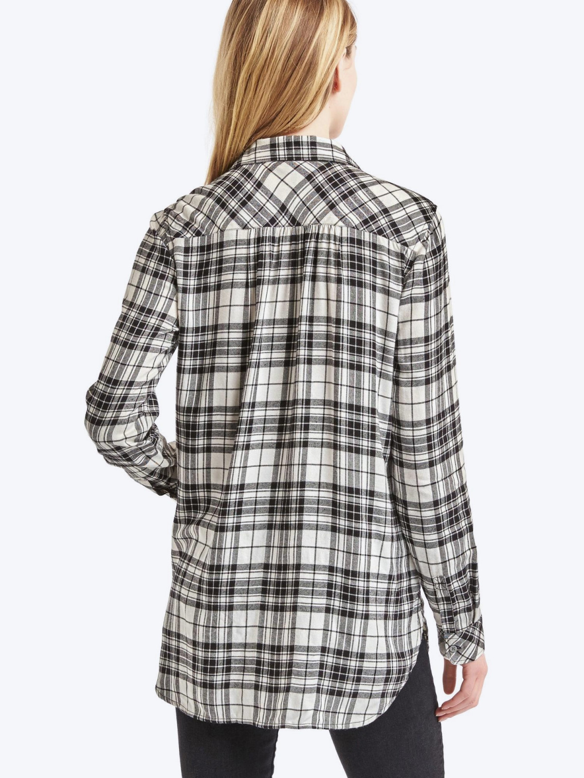 Soft metallic plaid tunic