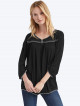 Drapey contrast-stitch long sleeve top