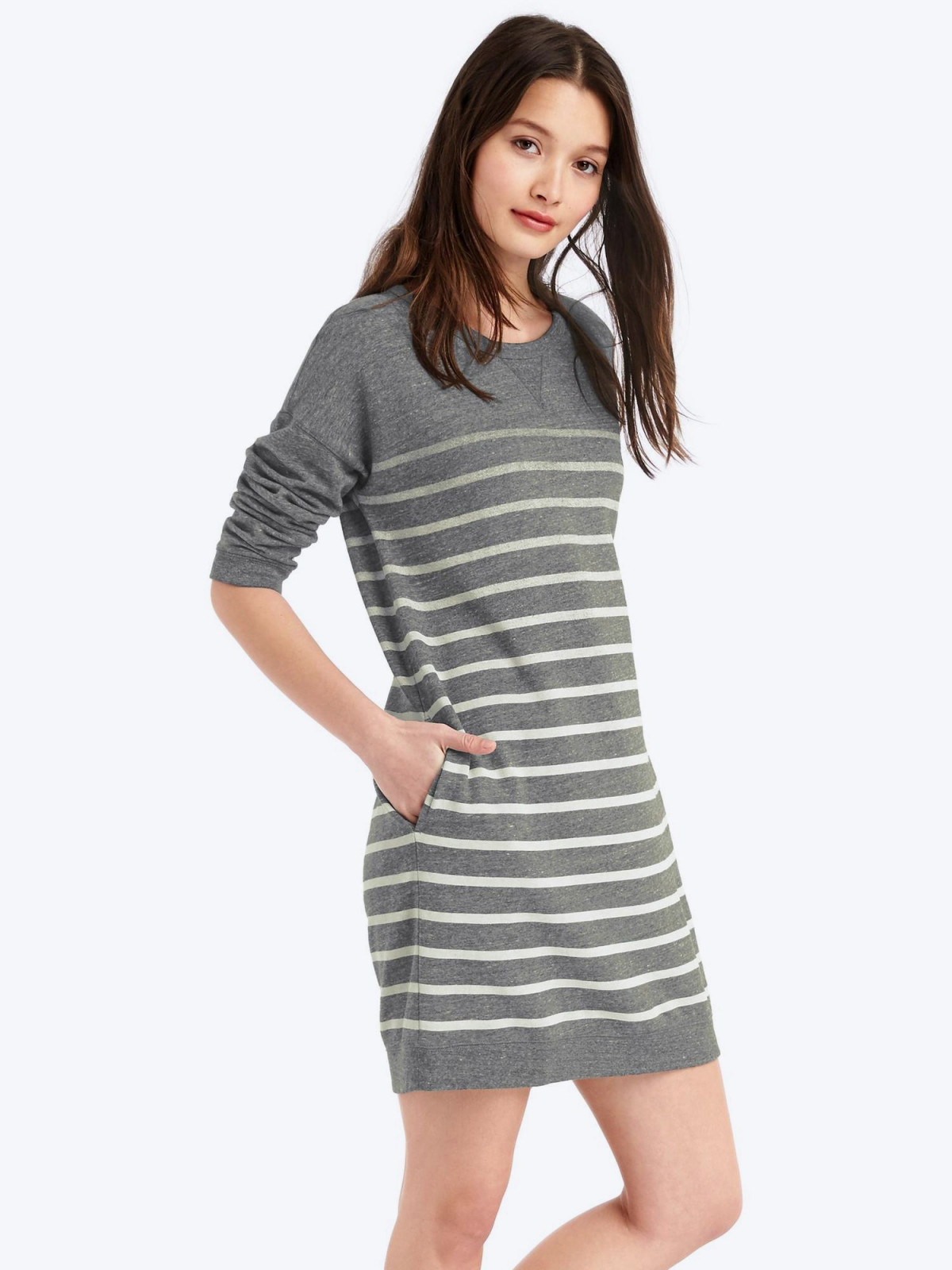 Three-quarter sleeve sweatshirt dress