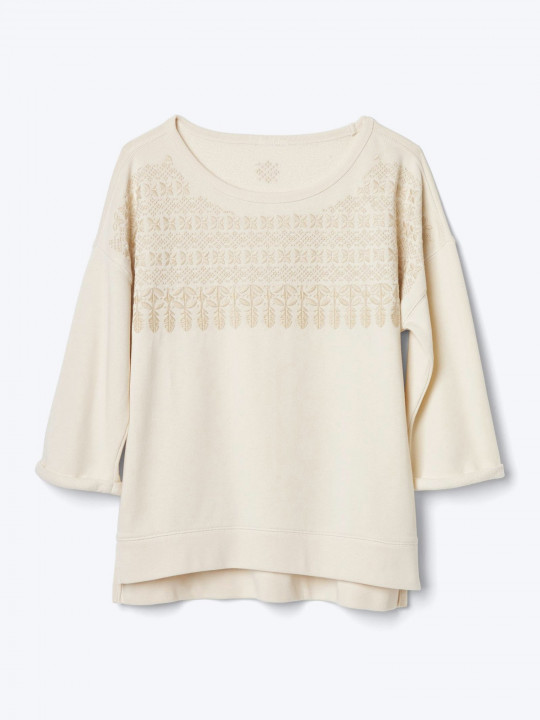 Embroidered yoke sweatshirt