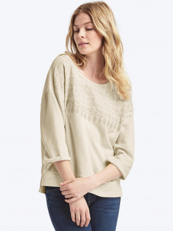 Embroidered yoke sweatshirt