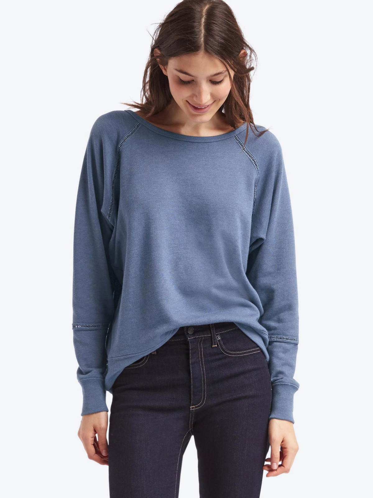 Ladder-trim pullover sweatshirt