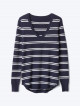 Stripe deep V-neck sweater