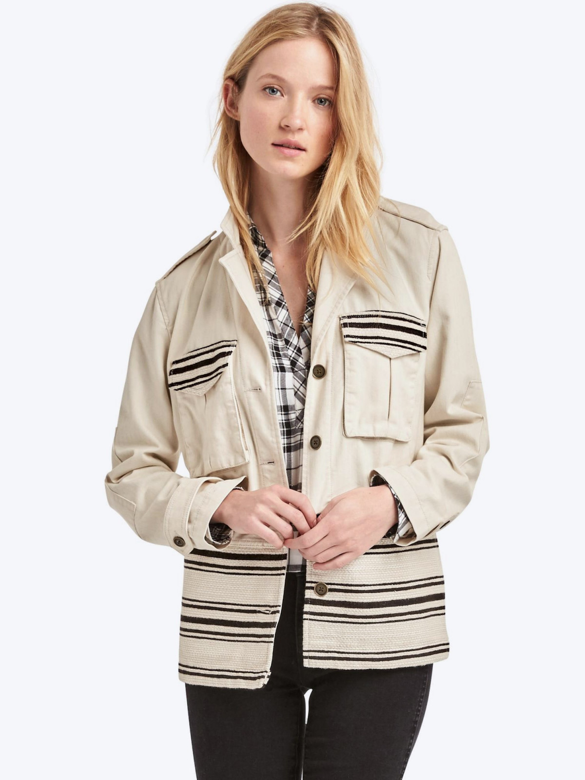 Textured stripe utility jacket