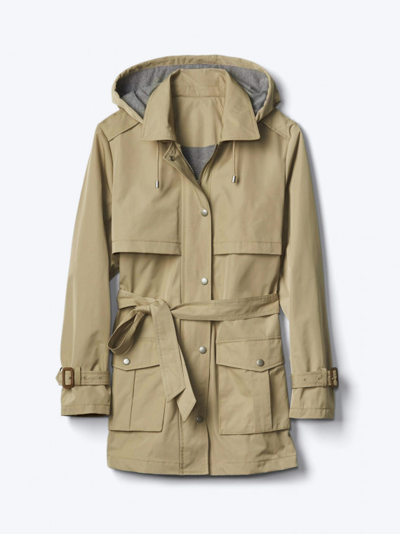 copy of Twill short hooded trench