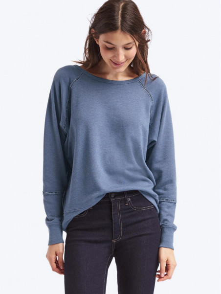 Ladder-trim pullover sweatshirt