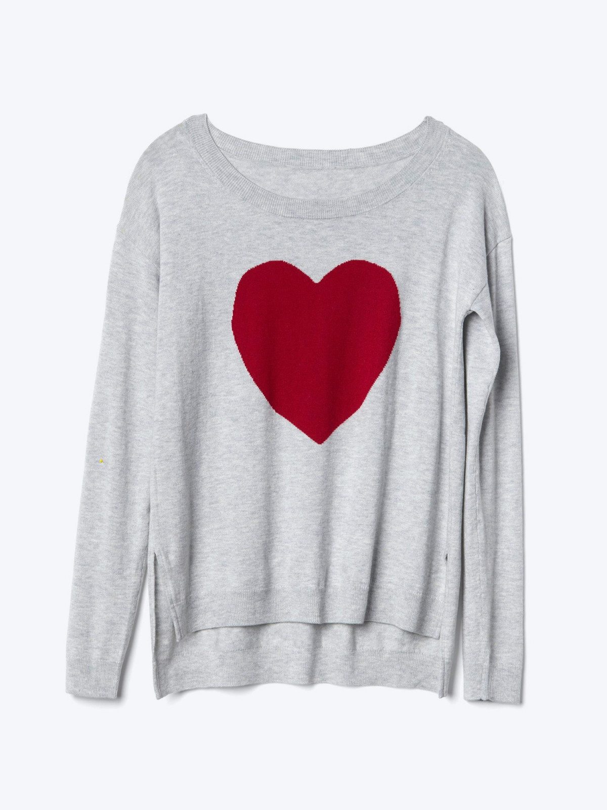 Heart intarsia drop shoulder sweater