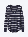 Stripe deep V-neck sweater