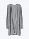 Marled open-front long cardigan