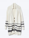 Stripe toggle-front stripe long cardigan