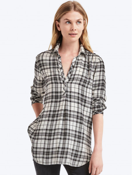 Soft metallic plaid tunic