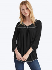 Drapey contrast-stitch long sleeve top