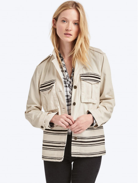 Textured stripe utility jacket