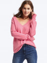 Deep V-neck long sleeve sweater